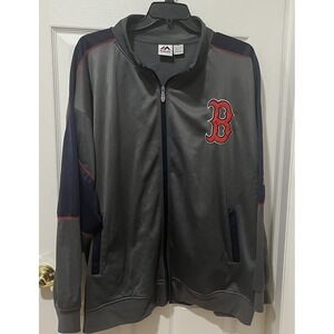 Majestic Boston Red Sox Dugout Jacket Mens 4XL Gray Full Zip MLB Game Day Logo